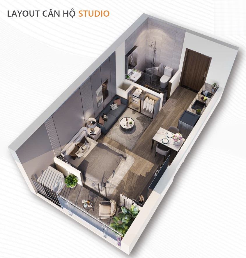 Phối cảnh nội thất tham khảo – căn Studio